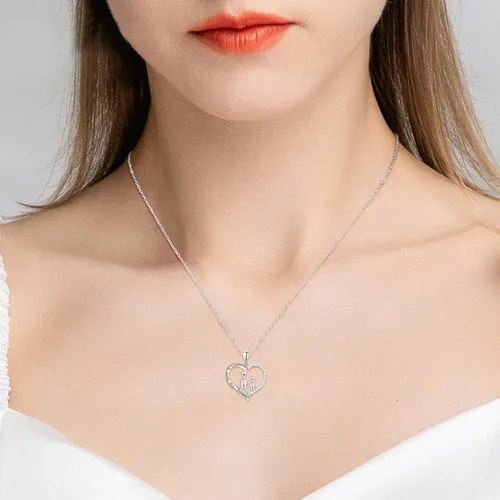 Vista 5 de Dreamboat Alpaca Pendant Necklace Llama Necklaces Sterling Silver Crystal Heart Necklaces for Women Mama Necklace Animal Necklace Mother Daughter