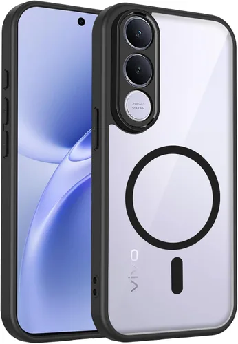 Vista 580 de Funda magnética transparente compatible con Xiaomi 17T, color negro 2 en 1 PC + TPU cubierta de teléfono a prueba de golpes, carcasa protectora