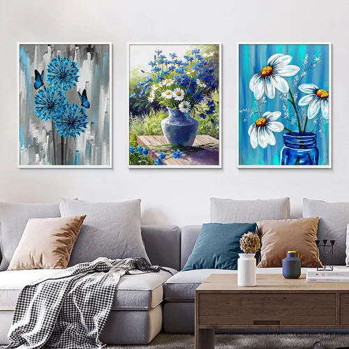 Vista 4 de Binyuellr Paquete de 6 kits de pintura de diamantes 5D para adultos, patrones de mariposas y flores, kits de arte de diamantes para pintura de gemas