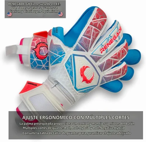 Vista 6 de Renegade GK Vortex - Guantes de portero con protector microbiano (tallas 6-11, 3 estilos, nivel 3) Hyper Grip de 3.5+0.118 in y súper malla Nitro