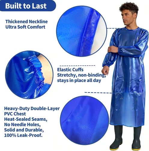 Vista 3 de SUJAN Traje Antisalpicaduras Delantal Impermeable Resistente a Químicos, Mono de PVC de Manga Larga Splash suit, chemical resistant smock, safety