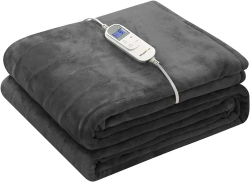 Vista 10 de Wapaneus Manta térmica eléctrica con bolsillo para los pies, con 10 niveles de calefacción y 4 ajustes de temporizador, 4 horas de apagado