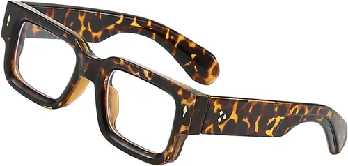 Vista 15 de Gafas de marco cuadrado grueso para mujeres y hombres, anteojos rectangulares gruesos, sin receta, lentes de luz azul para computadora