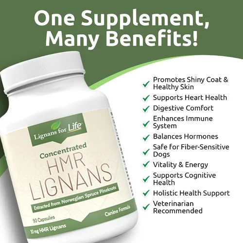 Vista 6 de Lignans For Life HMR LIGNANS Cápsulas de 10 mg – Perfecto para razas de perros pequeños – Vitamina para mascotas sanas Multivitamínico