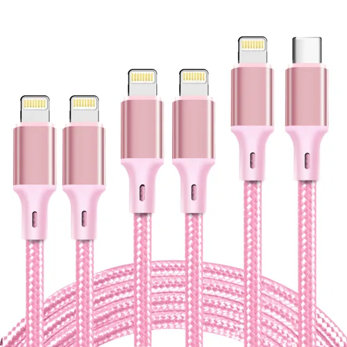 Vista 21 de Cable USB a Lightning, paquete de 5 cables de carga rápida para iPhone Negro