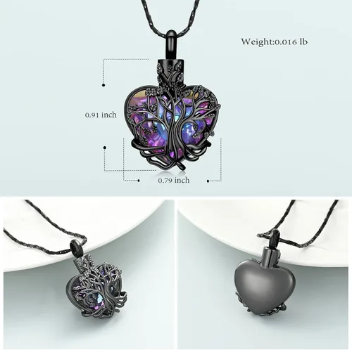 Vista 82 de Imrsanl Collar de urna de árbol de la vida con forma de corazón, joyería de cremación para hombres y mujeres, recuerdo, joyería conmemorativa