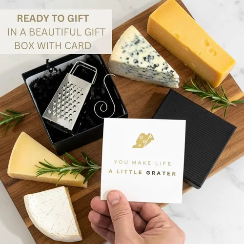 Vista 2 de Juego de regalo de mini rallador de queso, divertido regalo de chef, amigos, compañeros de trabajo o amantes de la comida, tarjeta "You Make Life a