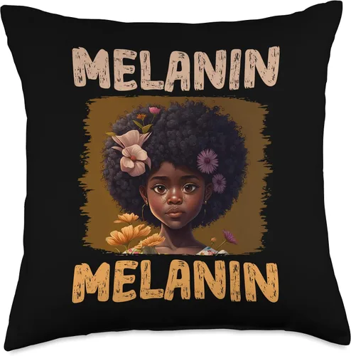 Vista 4 de Cute Melanin Afro Natural Hair Queen Black Girl Magic Pride Throw Pillow