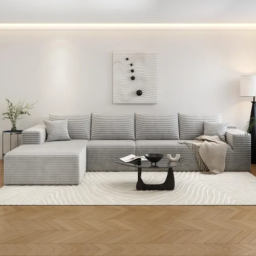 Vista 14 de Sofá seccional Cloud de 107.5 pulgadas con diván en forma de L, sofá modular moderno con asiento profundo, sofás tapizados para sala de estar Camello