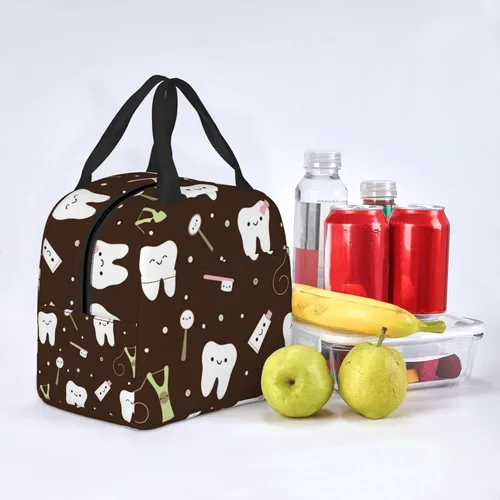 Vista 7 de Lonchera para dentistas, higienista dental para mujeres y hombres, bolsa de picnic aislada, hielera térmica, bonita bolsa de mano para trabajo