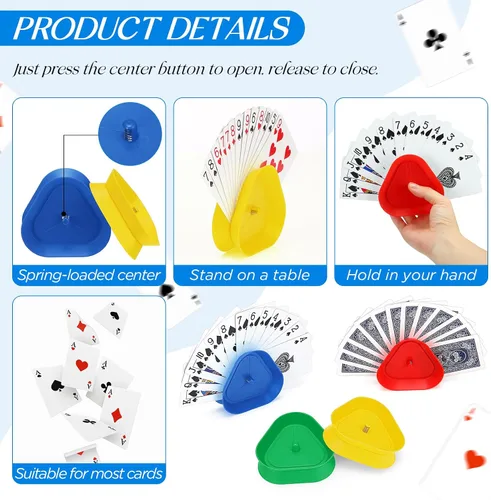 Vista 3 de Syhood 4 soportes para cartas de juego para niños, bandeja de póquer de plástico para adultos, bandeja de póquer gratis para feliz año nuevo, juego