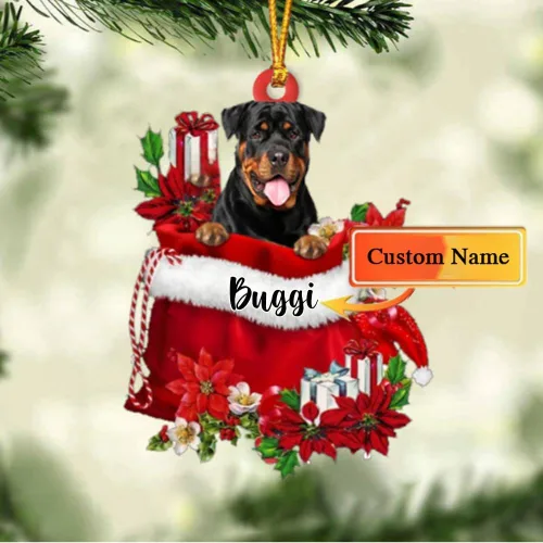Vista 178 de Perro Akita Inu personalizado en bolsa de regalo, adorno de Navidad, nombre personalizado, regalo para amantes de los perros, familia, Navidad