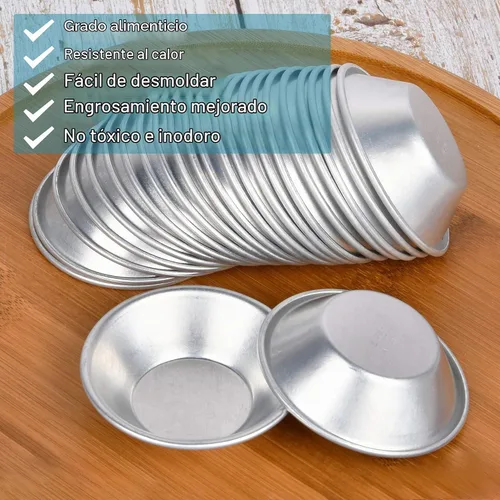 Vista 6 de Paquete de 25 moldes de aluminio para tarta de huevos, moldes de postre, antiadherentes y reutilizables