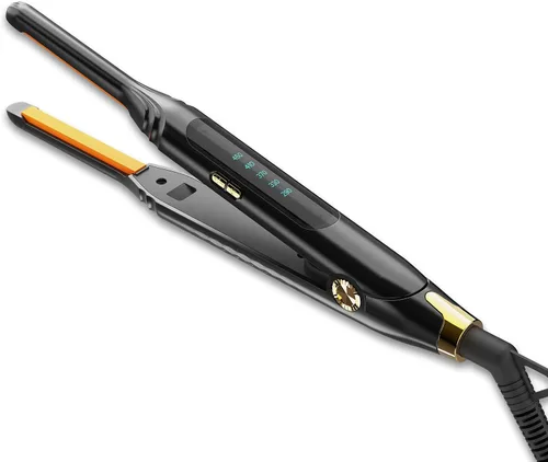 Vista 9 de Plancha de Lápiz 3/10'' Planchas Pequeñas para Cabello Corto, Corte Pixie y Flequillo, Alisador de Cabello para Bordes con Pantalla LED, Mini