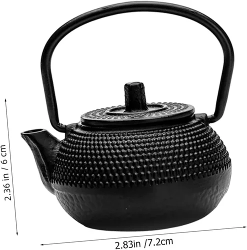 Vista 2 de SHERCHPRY Mini tetera gris hierro fundido tetera decorativa tetera tetera adornada para Tearoom