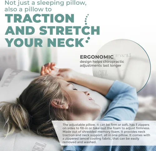 Vista 2 de Almohada cervical para dormir y aliviar el dolor de cuello - Almohadas de espuma viscoelástica - Almohadas ajustables para dolor de cuello y hombros