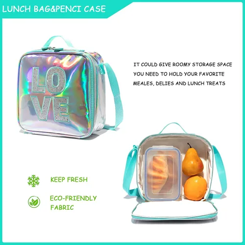 Vista 3 de Oruiji Mochila con ruedas para niñas y niños con lonchera para niñas, Rojo