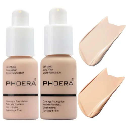 Vista 19 de Phoera - Base de maquillaje líquida mate suave sin imperfecciones, corrector de larga duración, resistente al agua, de cobertura total