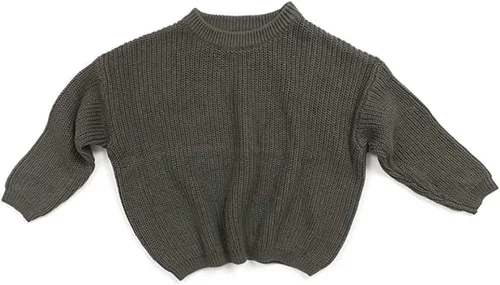 Vista 2 de Suéter Woshilaocai de punto para niña o bebé, con manga larga, holgado, suéter cálido, ropa para otoño e invierno