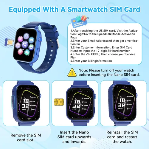 Vista 7 de Reloj inteligente 4G para niños, reloj inteligente para niños y niñas de 4 a 12 años con llamadas, SOS, controles parentales, juegos, cámara