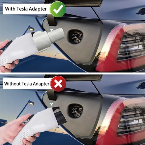 Vista 6 de Adaptador de carga J1772 a Tesla compatible con adaptador de cargador SAE J1772 EV a accesorios Tesla Model 3, Y, S, X (blanco)