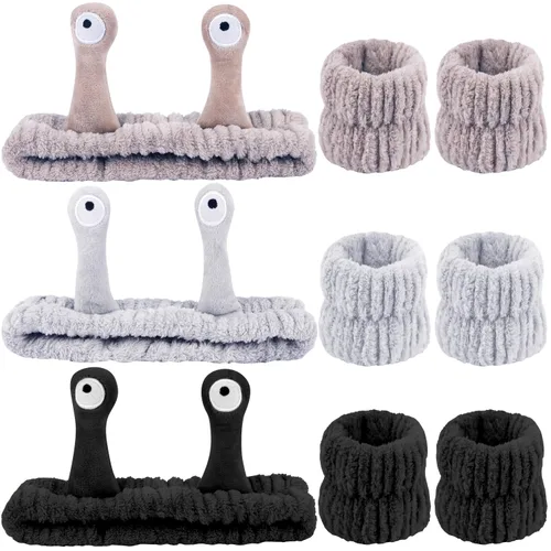 Vista 9 de Atoden Snail Spa Set – Pulsera y diadema para lavado facial, bonito diseño de animales para mujeres y niñas, beige, caqui, marrón