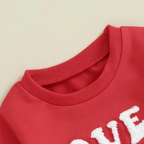 Vista 70 de SOLILOQUY Traje de manga larga con cuello redondo para el primer día de San Valentín para bebé niño y niña, mameluco de corazón de amor