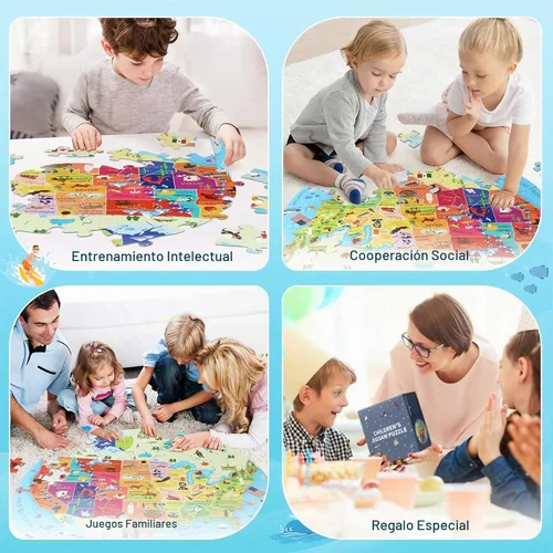 Vista 6 de DIGOBAY Rompecabezas de Estados Unidos de 70 piezas con mapa de Estados Unidos rompecabezas de suelo para niños de 4 a 10 años, rompecabezas redondo
