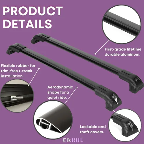 Vista 4 de ERKUL Barras transversales de techo resistentes de 220 libras para Mercedes GLA 2014-2020 Soportes de metal sólido Barras transversales de Negro