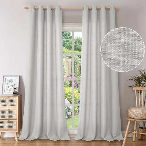 Vista 28 de BGment Cortinas de Lino Beige de 63 Pulgadas de Largo 2 Paneles - Tratamientos para Ventanas con Textura de Arpillera Filtrantes de Luz Cortinas