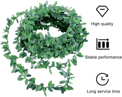 Vista 7 de SEWACC Guirnalda de hiedra artificial hawaiana para fiestas, hojas colgantes falsas, hojas de follaje, hojas verdes, vid simulada para boda, fiesta