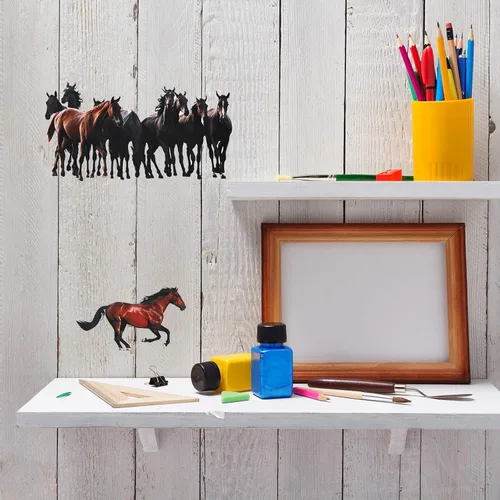 Vista 8 de 30 calcomanías de pared de caballo salvaje, calcomanías de pared para decoración, 11.8 x 7.8 pulgadas