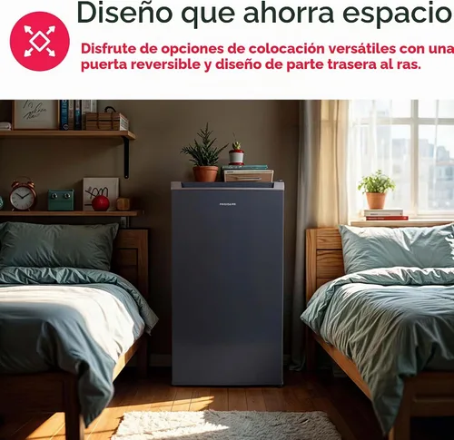 Vista 7 de Frigidaire Mini refrigerador, compartimento compacto para congelador, control de termostato ajustable, puerta reversible, serie contemporánea, 3.2