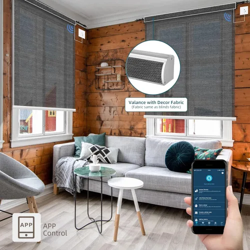Vista 3 de Persiana enrollable motorizada de filtrado de luz funciona con HomeKit, Alexa, Google, persianas inteligentes 50% opacas para ventanas con motor