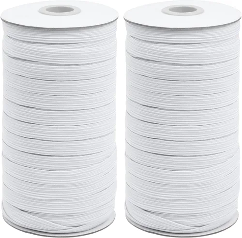 Vista 16 de Coopay Bandas elásticas planas de 40 yardas de largo, 1/2 pulgada de ancho, cuerda elástica plana para coser proyectos de bricolaje, artes y Negro