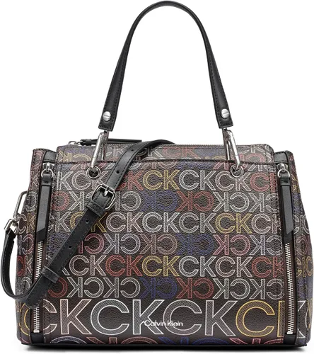 Vista 32 de Calvin Klein Bolso de organización novedoso Bubble Lamb Logotipo de almendra/gris pardo/blanco