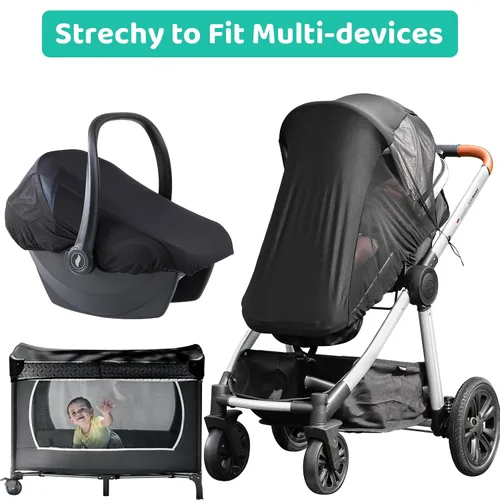 Vista 7 de Parasol para cochecito de bebé, cubierta para asiento de automóvil, parasol para cochecito de bebé, sombra oscura, corte de sombra 96% de rayos UV