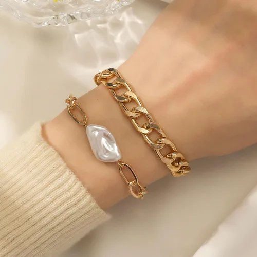 Vista 61 de Long tiantian Pulsera de oro gruesa para mujer, pulseras de oro delicadas, pulseras para mujer, pulseras apilables de eslabones de cadena