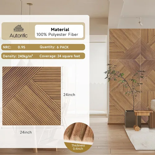 Vista 2 de Paneles acústicos de pared, paquete de 6 unidades de tamaño total de 72 x 48 pulgadas, paneles acústicos decorativos autoadhesivos para pared