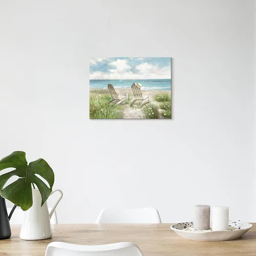 Vista 3 de SD SOFT DANCE Lienzo decorativo para pared de playa, paisaje marino, pintura costera para dormitorio (16 x 11 x 1 panel)