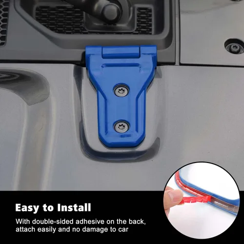 Vista 5 de RT-TCZ Kit de decoración exterior para bisagra de capó para Jeep Wrangler JL JLU y Gladiator JT 2018-2023, azul