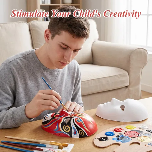 Vista 7 de 40 Pcs DIY Full Face Masks 2 Sizes Paper Mache Masks Paintable Men Women