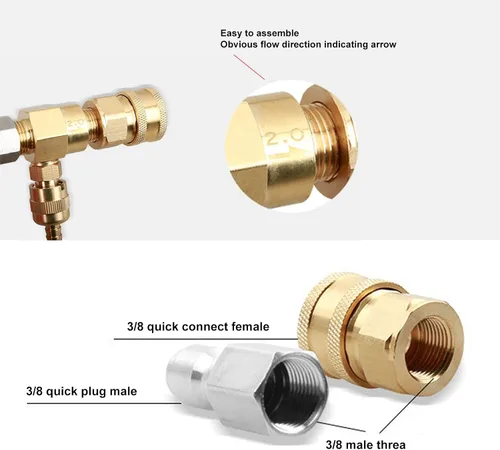 Vista 4 de VBESTLIFE Kit de inyector químico para lavadora de alta presión, dispensador de jabón de 5000 PSI con una boquilla de ángulo de pulverización de 1/4