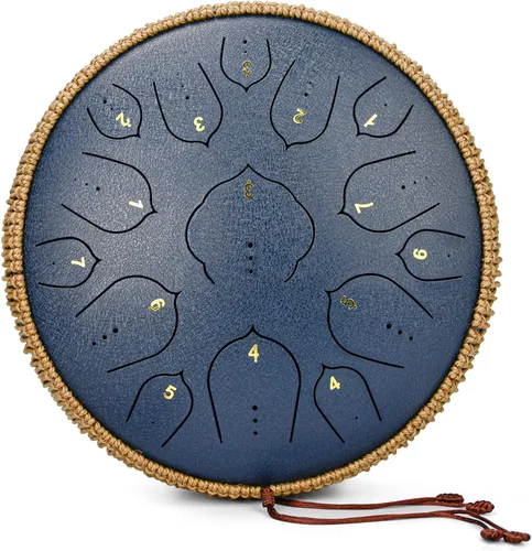 Vista 15 de Tambor de Lengua de Acero, 12 Pulgadas 15 Notas Tambores de Lengua, Tambores Handpan Instrumento de Percusión para Niños y Adultos, Tambor de Mano