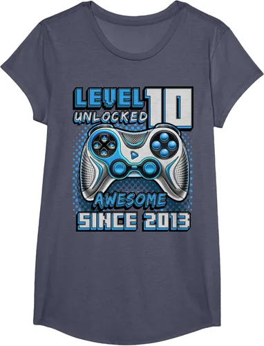 Vista 15 de Level 10 Unlocked Awesome 2013 Video Game 10th Birthday Boy T-Shirt, Negro