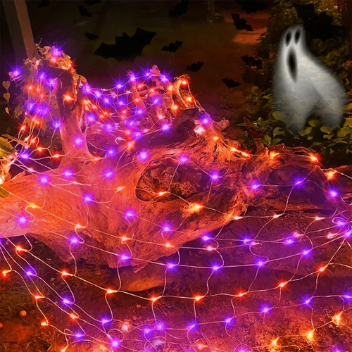 Vista 13 de LJLNION Luces de red de San Valentín, 360 luces LED de 12 pies x 5 pies, cadena de luces de malla conectables, 8 modos de iluminación, adaptador