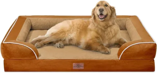 Vista 15 de Comfort Expression - Cama ortopédica para perros medianos, 28 x 19 pulgadas, cama impermeable y de apoyo de espuma con cojines removibles, sofá