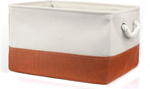 Vista 11 de uxcell Canasta de almacenamiento de tela plegable con asas dobles, contenedores plegables para almacenamiento de ropa de lavandería, organizador
