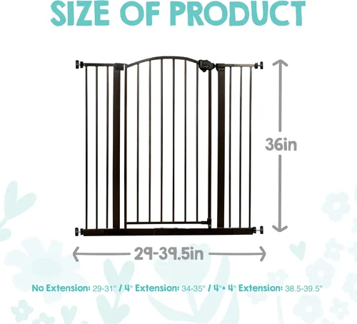 Vista 2 de Regalo Puerta de seguridad de 36 pulgadas extra alta para bebé, parte Bronce