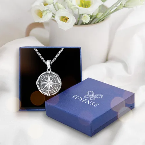 Vista 5 de Eusense Collar con medallón que sostiene imágenes de plata de ley 925 con medallón de fotos para mujeres y hombres, dorado
